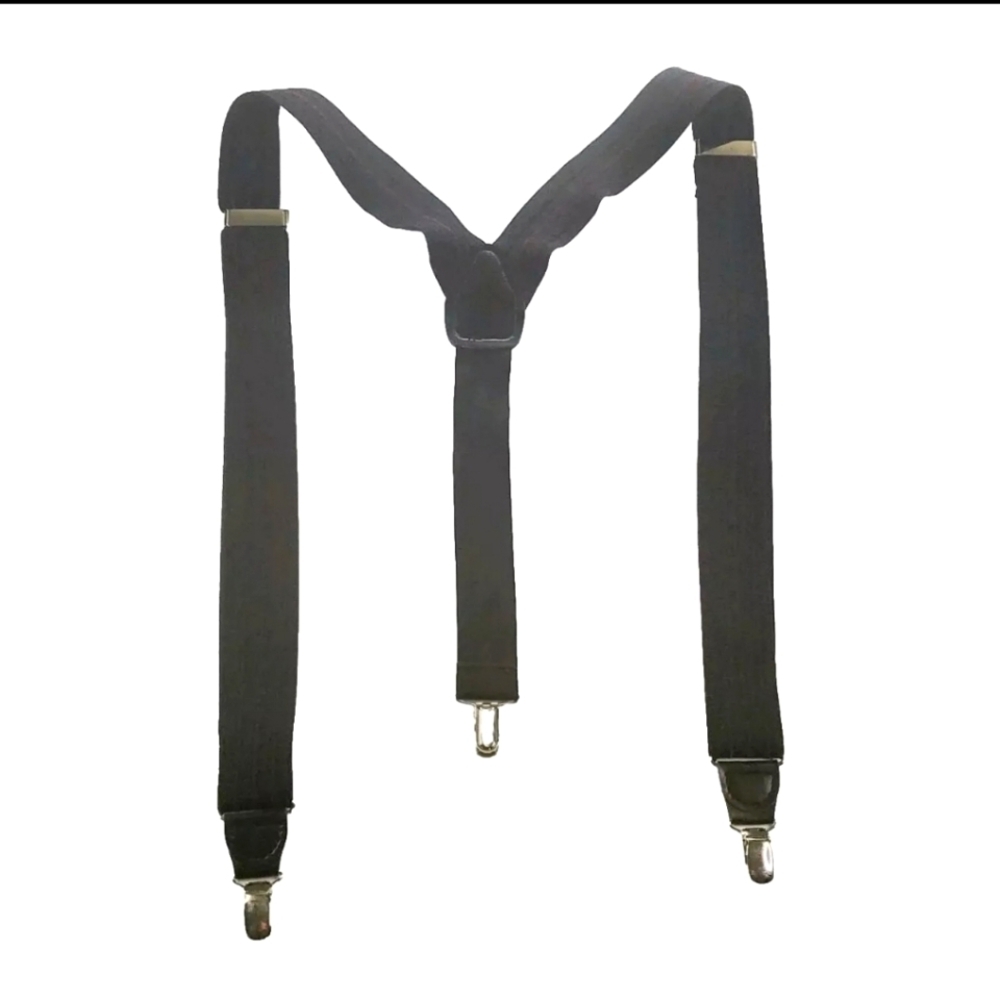 Unbranded Suspenders Mens Black Accessories Preppy Silver Hardware Adjustable